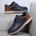 Men's Genuine Leather Casual Boots - Lace-Up, Waterproof, Wide Toe Box with Arch Support