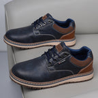 Men's Genuine Leather Casual Boots - Lace-Up, Waterproof, Wide Toe Box with Arch Support
