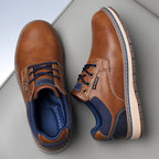 Men's Genuine Leather Casual Boots - Lace-Up, Waterproof, Wide Toe Box with Arch Support