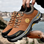 Men's Mixed Material Hiking Shoes - Lace-Up, Waterproof, Wide Toe Box with Arch Support