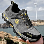 Men's Mixed Material Hiking Shoes - Lace-Up, Waterproof, Wide Toe Box with Arch Support
