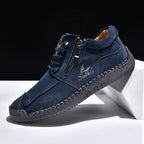 Men's Suede Casual Boots - Side Zipper, Waterproof, Wide Toe Box with Arch Support