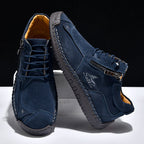 Men's Suede Casual Boots - Side Zipper, Waterproof, Wide Toe Box with Arch Support