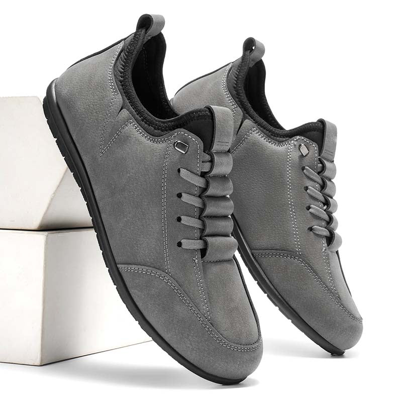 Men’s Secure-Fit Suede Walking Shoes for Tired, Wide Feet | Breathable Lace-Up Comfort with Arch Support for Daily Walks & Travel