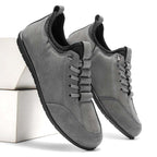Men’s Secure-Fit Suede Walking Shoes for Tired, Wide Feet | Breathable Lace-Up Comfort with Arch Support for Daily Walks & Travel