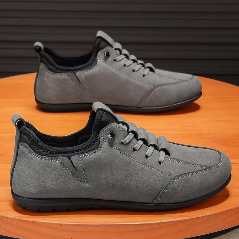 Men’s Secure-Fit Suede Walking Shoes for Tired, Wide Feet | Breathable Lace-Up Comfort with Arch Support for Daily Walks & Travel