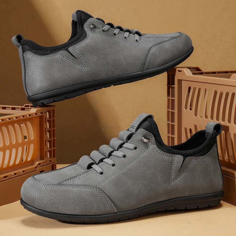 Men’s Secure-Fit Suede Walking Shoes for Tired, Wide Feet | Breathable Lace-Up Comfort with Arch Support for Daily Walks & Travel