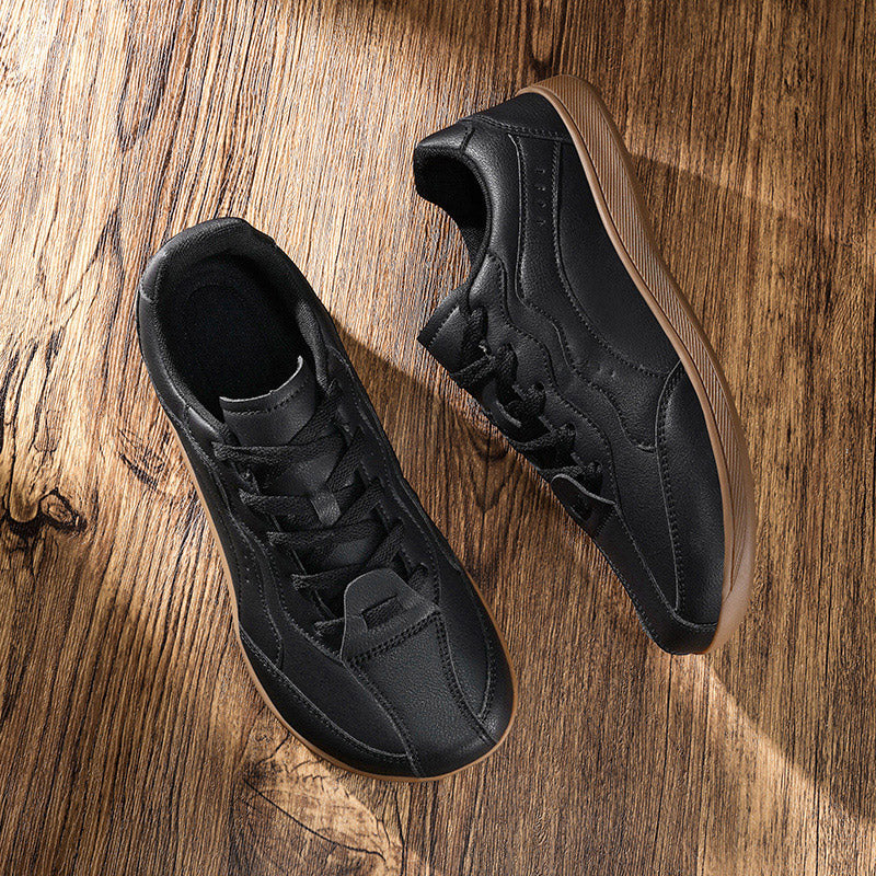 Men’s Waterproof Genuine Leather Walking Shoes for Tired, Wide Feet | Secure Lace-Up & Arch Support for Wet-Weather Walks