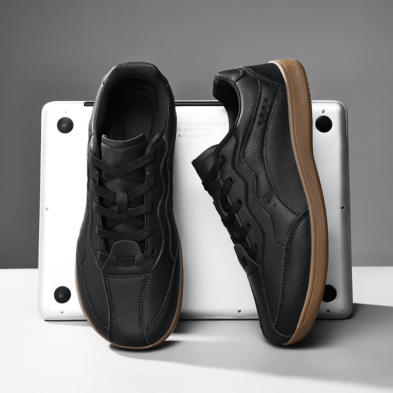 Men’s Waterproof Genuine Leather Walking Shoes for Tired, Wide Feet | Secure Lace-Up & Arch Support for Wet-Weather Walks