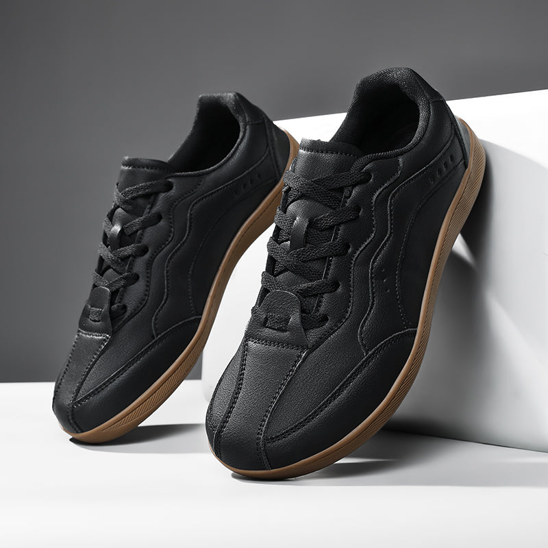 Men’s Waterproof Genuine Leather Walking Shoes for Tired, Wide Feet | Secure Lace-Up & Arch Support for Wet-Weather Walks
