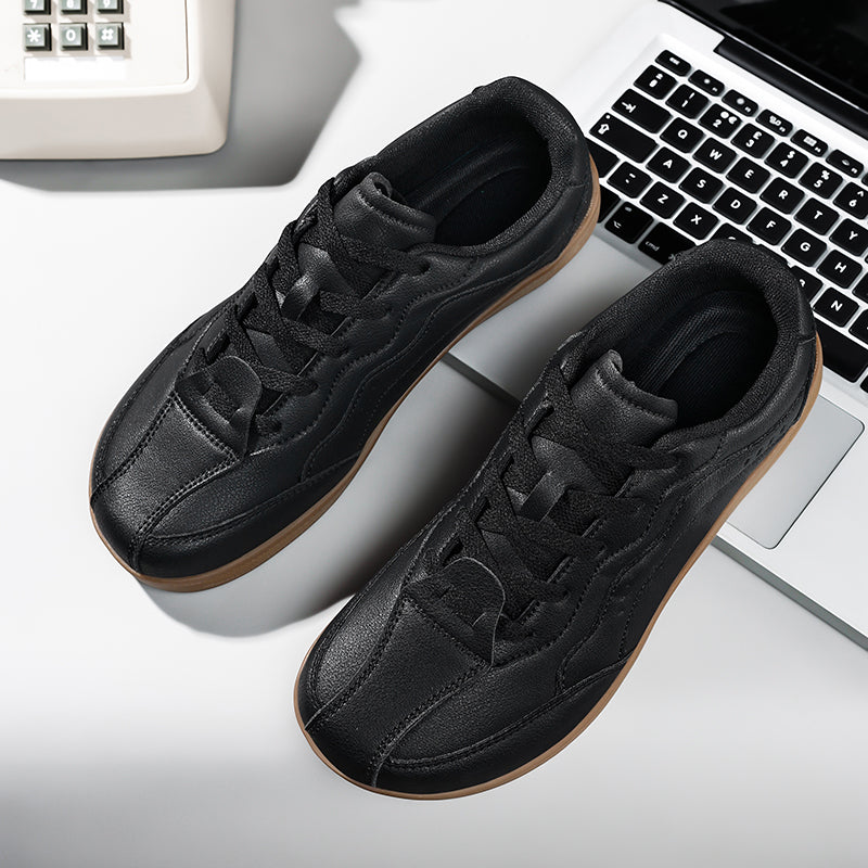 Men’s Waterproof Genuine Leather Walking Shoes for Tired, Wide Feet | Secure Lace-Up & Arch Support for Wet-Weather Walks