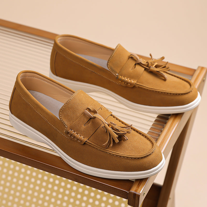 Men’s No-Bend Suede Slip-On Walking Shoes for Tired, Wide Feet | Lightweight Arch Support for Daily Walks & Travel