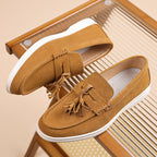 Men’s No-Bend Suede Slip-On Walking Shoes for Tired, Wide Feet | Lightweight Arch Support for Daily Walks & Travel