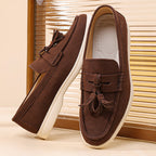 Men’s No-Bend Suede Slip-On Walking Shoes for Tired, Wide Feet | Lightweight Arch Support for Daily Walks & Travel