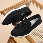Men’s No-Bend Suede Slip-On Walking Shoes for Tired, Wide Feet | Lightweight Arch Support for Daily Walks & Travel