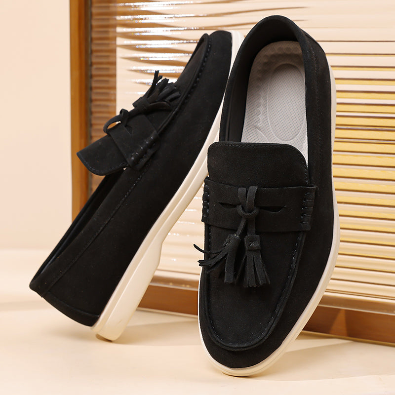Men’s No-Bend Suede Slip-On Walking Shoes for Tired, Wide Feet | Lightweight Arch Support for Daily Walks & Travel