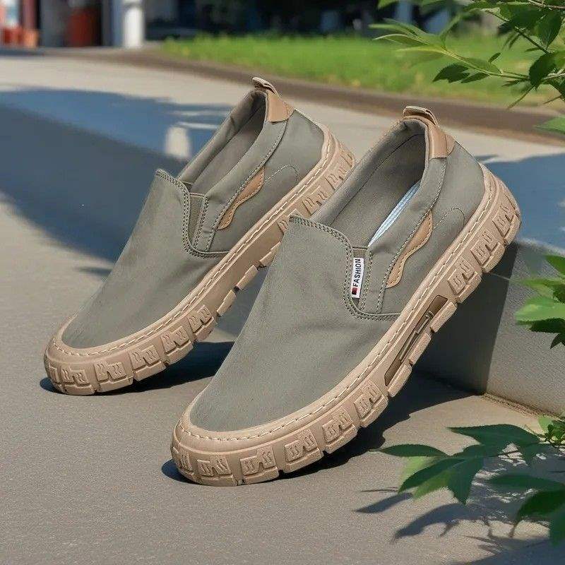 Men's Canvas Loafer | Walking, Slip-ins, Air-Cooled Goga Mat, Machine Washable, Bungee Lace