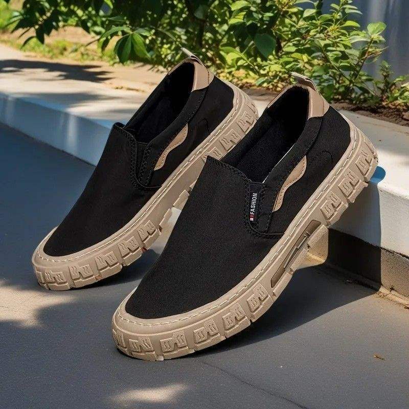 Men's Canvas Loafer | Walking, Slip-ins, Air-Cooled Goga Mat, Machine Washable, Bungee Lace