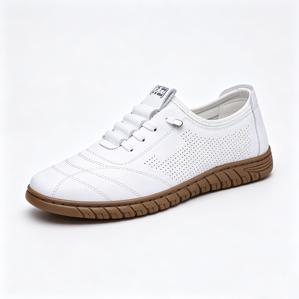 Men’s Waterproof Genuine Leather Walking Shoes for Tired, Wide Feet | Secure Lace-Up & Arch Support for Rainy Days and Long Walks