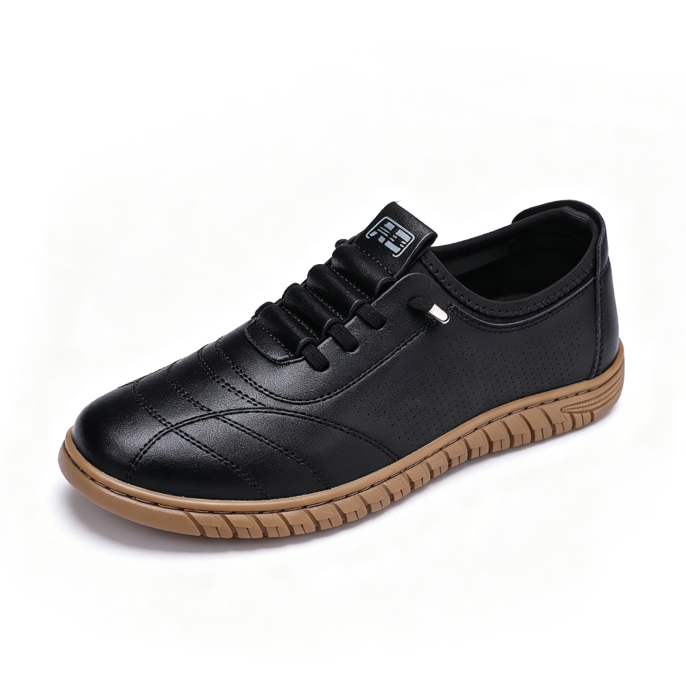 Men’s Waterproof Genuine Leather Walking Shoes for Tired, Wide Feet | Secure Lace-Up & Arch Support for Rainy Days and Long Walks