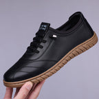 Men’s Waterproof Genuine Leather Walking Shoes for Tired, Wide Feet | Secure Lace-Up & Arch Support for Rainy Days and Long Walks