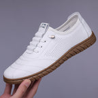 Men’s Waterproof Genuine Leather Walking Shoes for Tired, Wide Feet | Secure Lace-Up & Arch Support for Rainy Days and Long Walks