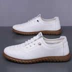Men’s Waterproof Genuine Leather Walking Shoes for Tired, Wide Feet | Secure Lace-Up & Arch Support for Rainy Days and Long Walks
