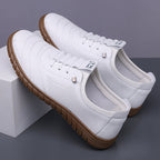 Men’s Waterproof Genuine Leather Walking Shoes for Tired, Wide Feet | Secure Lace-Up & Arch Support for Rainy Days and Long Walks