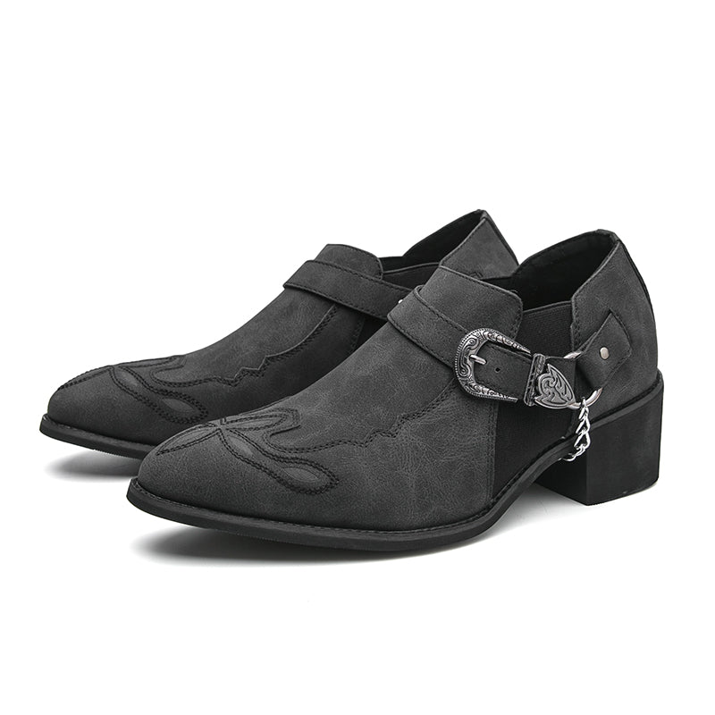 (⏰Limited Time Sale 70% OFF🔥)Men’s Genuine Leather Western Slip-On Shoes | Low-Cut Cowboy Style, Roomy Wide Fit & Everyday Comfort