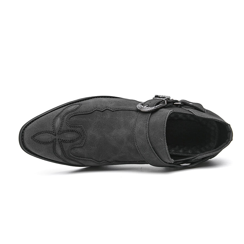 (⏰Limited Time Sale 70% OFF🔥)Men’s Genuine Leather Western Slip-On Shoes | Low-Cut Cowboy Style, Roomy Wide Fit & Everyday Comfort