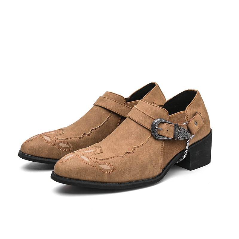(⏰Limited Time Sale 70% OFF🔥)Men’s Genuine Leather Western Slip-On Shoes | Low-Cut Cowboy Style, Roomy Wide Fit & Everyday Comfort