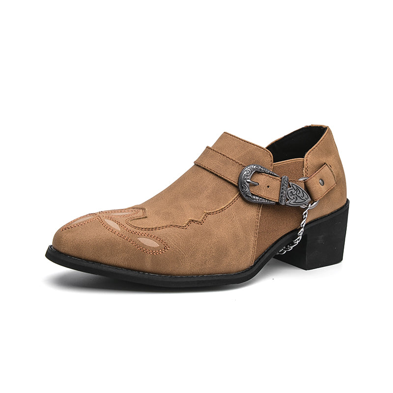 (⏰Limited Time Sale 70% OFF🔥)Men’s Genuine Leather Western Slip-On Shoes | Low-Cut Cowboy Style, Roomy Wide Fit & Everyday Comfort