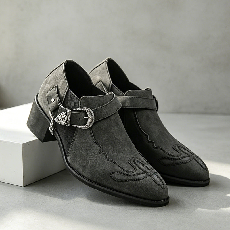 (⏰Limited Time Sale 70% OFF🔥)Men’s Genuine Leather Western Slip-On Shoes | Low-Cut Cowboy Style, Roomy Wide Fit & Everyday Comfort
