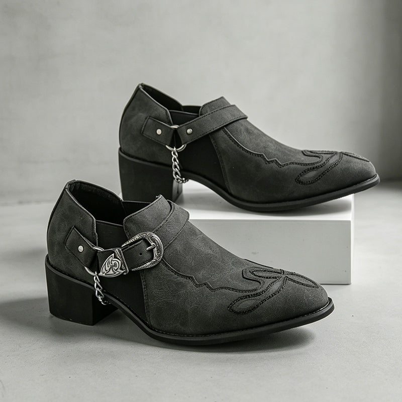 (⏰Limited Time Sale 70% OFF🔥)Men’s Genuine Leather Western Slip-On Shoes | Low-Cut Cowboy Style, Roomy Wide Fit & Everyday Comfort