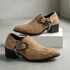 (⏰Limited Time Sale 70% OFF🔥)Men’s Genuine Leather Western Slip-On Shoes | Low-Cut Cowboy Style, Roomy Wide Fit & Everyday Comfort
