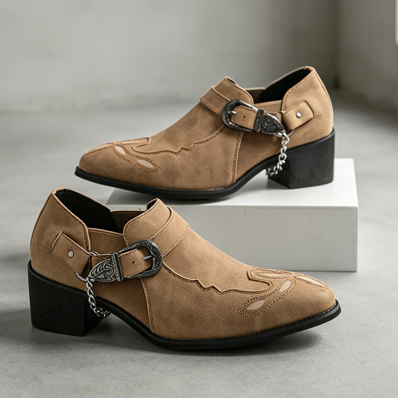 (⏰Limited Time Sale 70% OFF🔥)Men’s Genuine Leather Western Slip-On Shoes | Low-Cut Cowboy Style, Roomy Wide Fit & Everyday Comfort