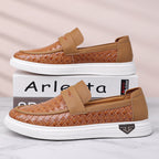 Men’s Breathable Perforated Leather Slip-On Shoes for Hot, Wide Feet | Arch Support & All-Day Comfort