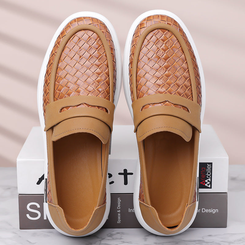 Men’s Breathable Perforated Leather Slip-On Shoes for Hot, Wide Feet | Arch Support & All-Day Comfort