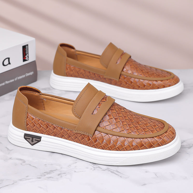 Men’s Breathable Perforated Leather Slip-On Shoes for Hot, Wide Feet | Arch Support & All-Day Comfort