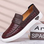 Men’s Breathable Perforated Leather Slip-On Shoes for Hot, Wide Feet | Arch Support & All-Day Comfort