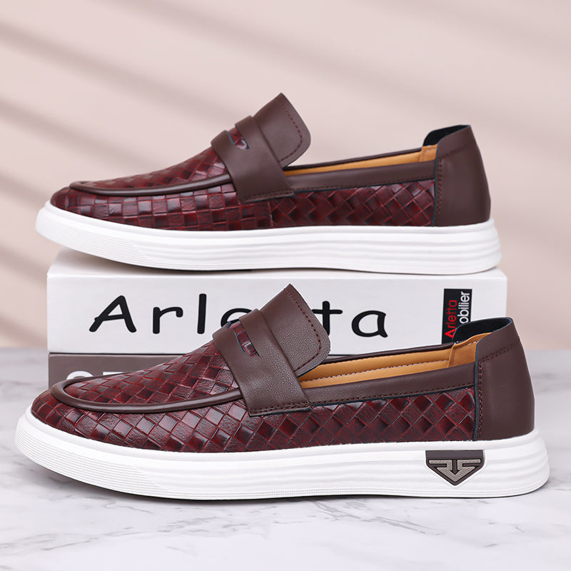 Men’s Breathable Perforated Leather Slip-On Shoes for Hot, Wide Feet | Arch Support & All-Day Comfort