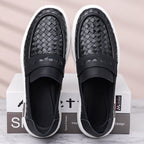 Men’s Breathable Perforated Leather Slip-On Shoes for Hot, Wide Feet | Arch Support & All-Day Comfort