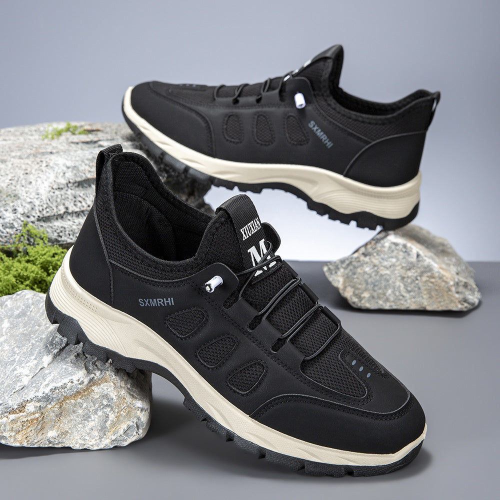 Men's Cushioned Mesh Hiking Shoes - Slip-On, Breathable, Slip-Resistant, Wide Toe Box with Arch Support