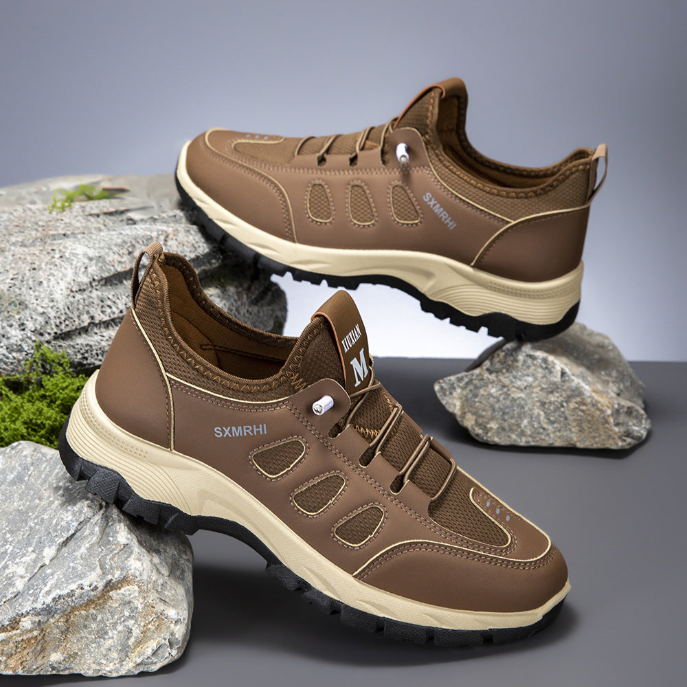Men's Cushioned Mesh Hiking Shoes - Slip-On, Breathable, Slip-Resistant, Wide Toe Box with Arch Support