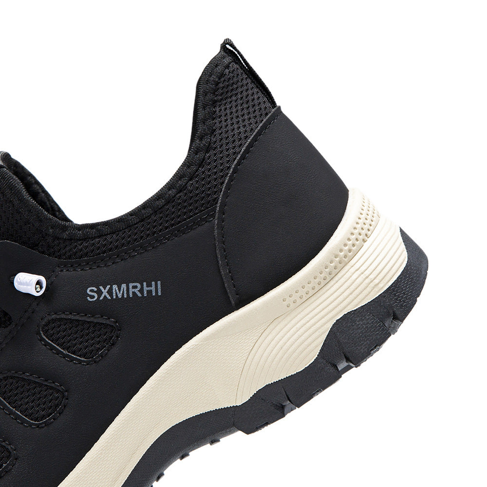 Men's Cushioned Mesh Hiking Shoes - Slip-On, Breathable, Slip-Resistant, Wide Toe Box with Arch Support