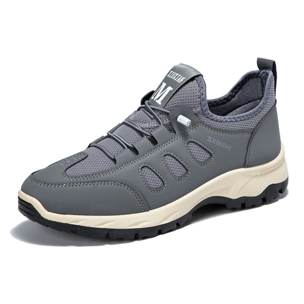 Men's Cushioned Mesh Hiking Shoes - Slip-On, Breathable, Slip-Resistant, Wide Toe Box with Arch Support