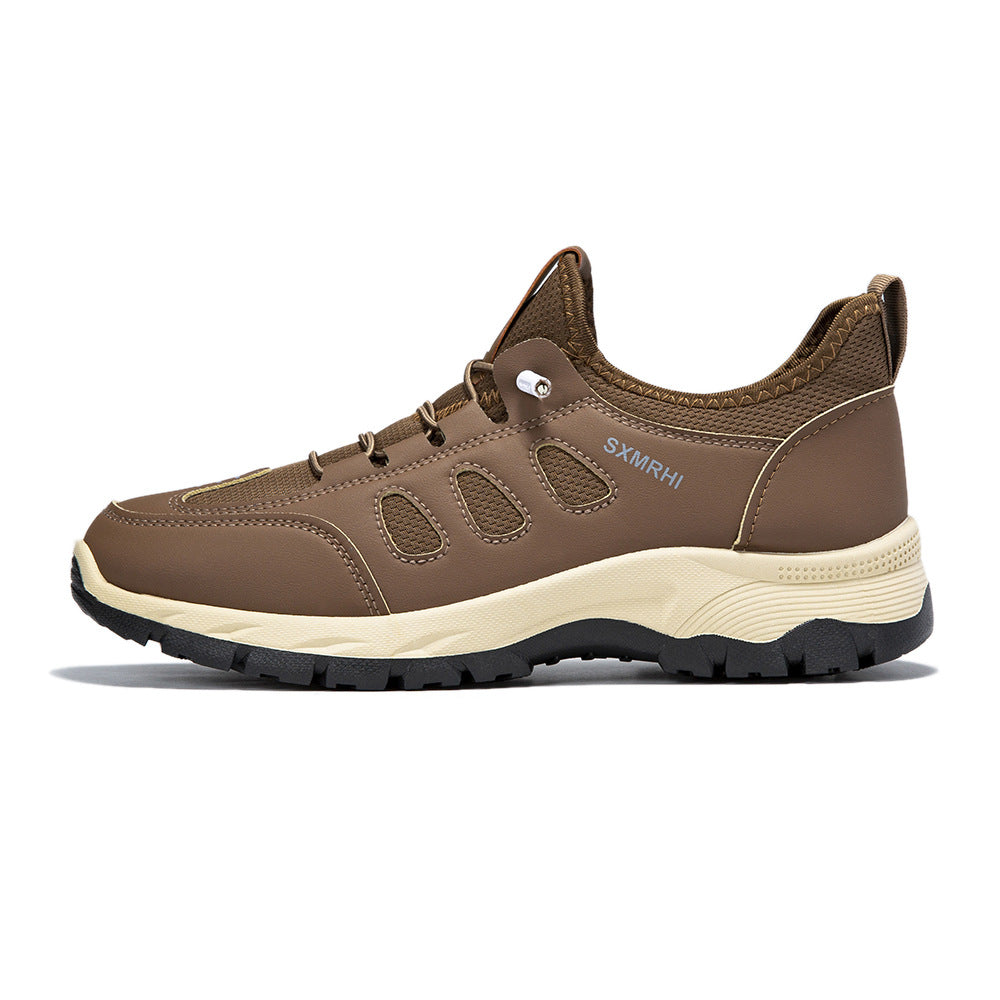 Men's Cushioned Mesh Hiking Shoes - Slip-On, Breathable, Slip-Resistant, Wide Toe Box with Arch Support