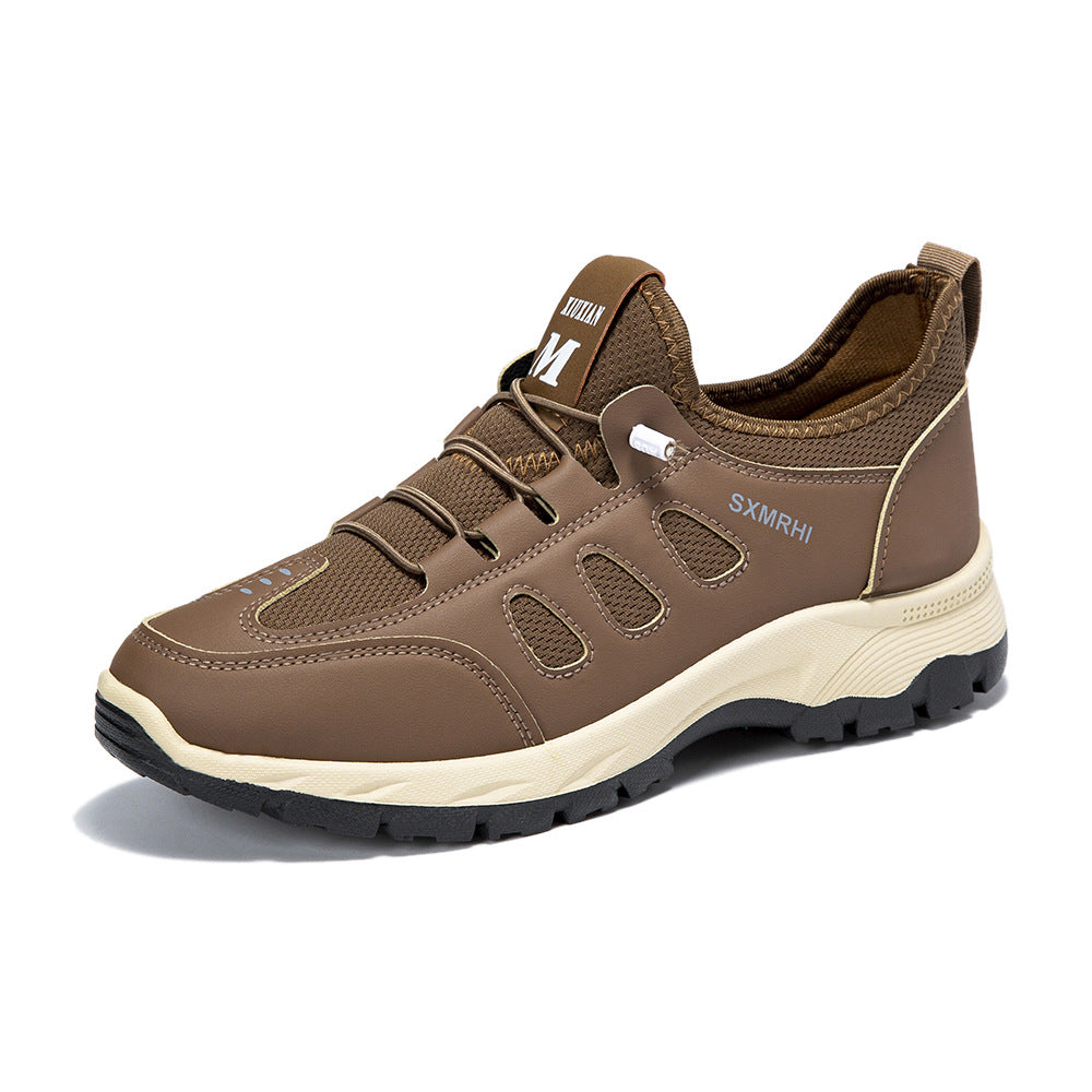 Men's Cushioned Mesh Hiking Shoes - Slip-On, Breathable, Slip-Resistant, Wide Toe Box with Arch Support