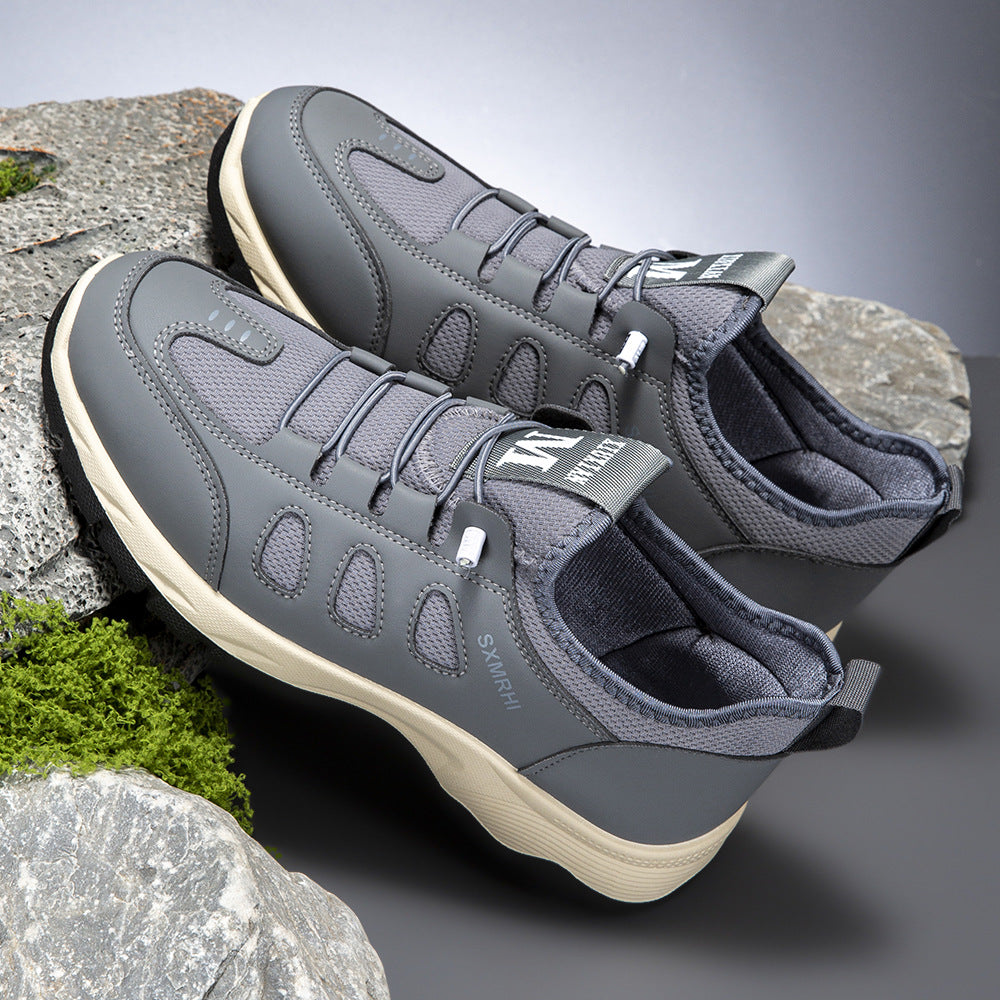 Men's Cushioned Mesh Hiking Shoes - Slip-On, Breathable, Slip-Resistant, Wide Toe Box with Arch Support