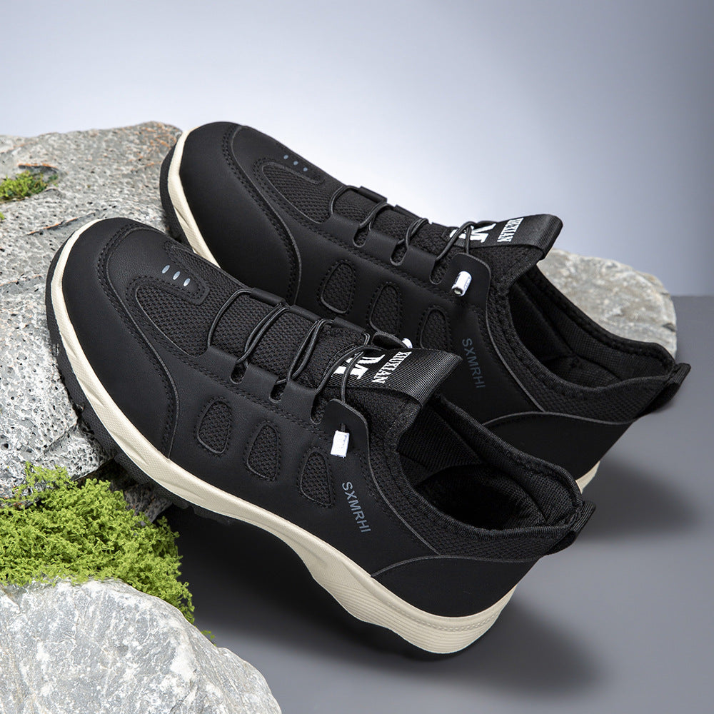 Men's Cushioned Mesh Hiking Shoes - Slip-On, Breathable, Slip-Resistant, Wide Toe Box with Arch Support